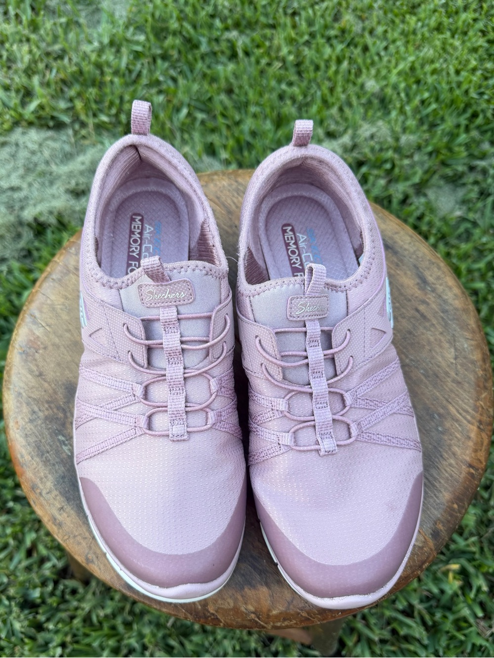 Women’s Skechers Air Cool Memory Foam Slip On Shoes Pink Mauve Comfort Size 11